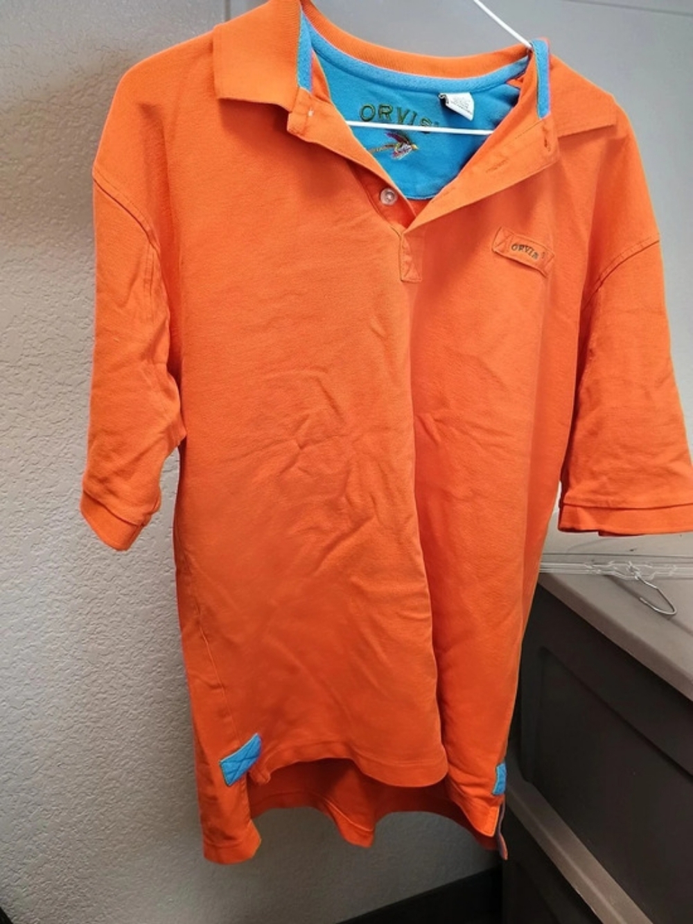 Orvis Men's Cotton Polo in Orange Size Medium